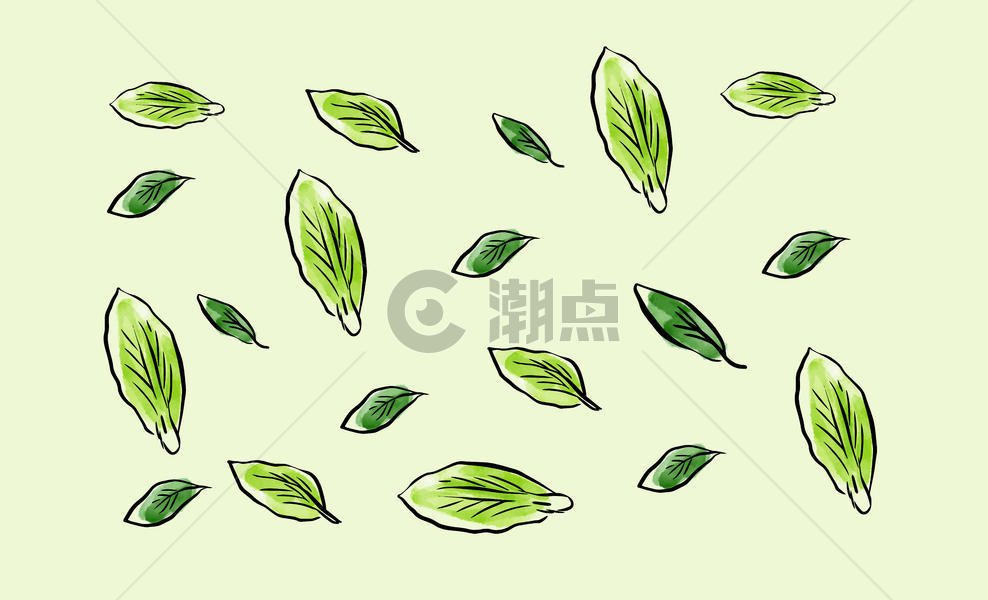 手绘蔬菜叶子背景图片素材免费下载