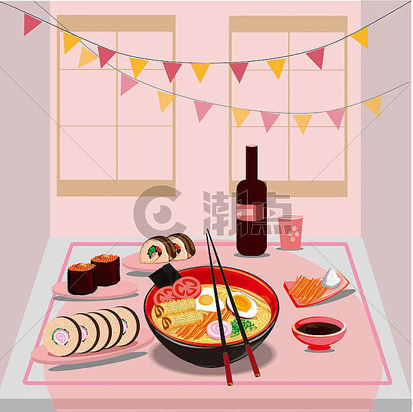 原创小清新矢量日式料理图片素材免费下载