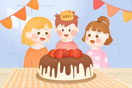 儿童生日聚会插画图片素材免费下载