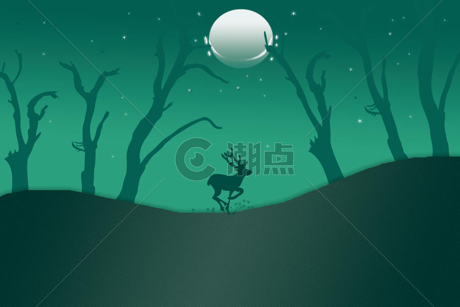 月光下奔跑的鹿图片素材免费下载