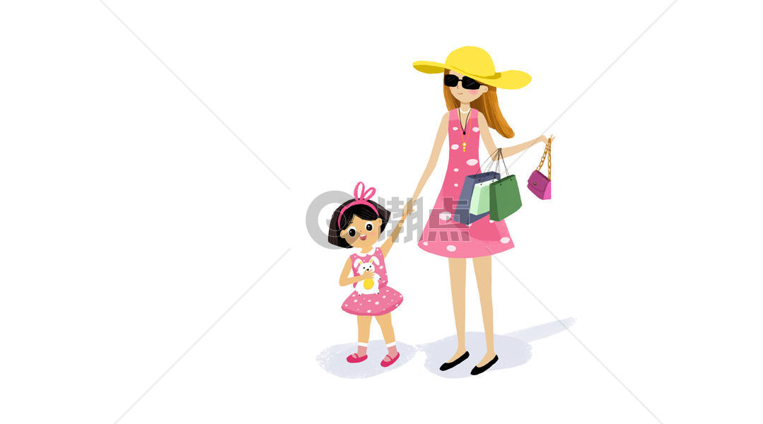 小女孩和妈妈购物图片素材免费下载