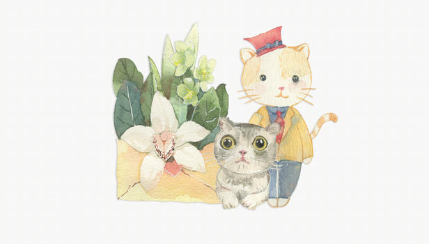 手绘水彩英国短毛猫咪图片素材免费下载