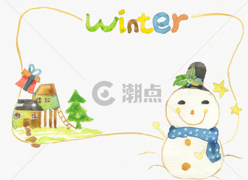 雪人卡通冬日背景图片素材免费下载
