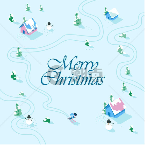 圣诞节滑雪 矢量插画图片素材免费下载