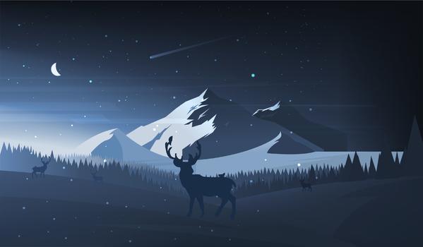 夜空里的雪山图片素材免费下载