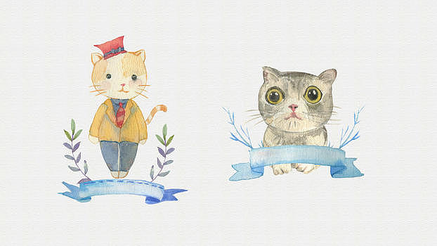 水彩小猫图片素材免费下载