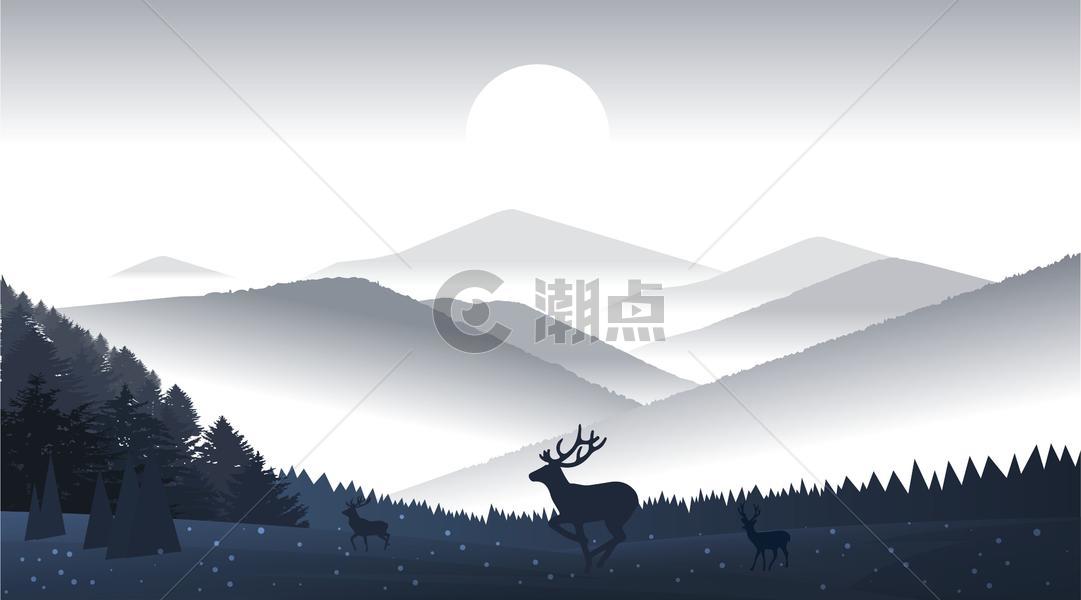 深山上夜里的小鹿图片素材免费下载