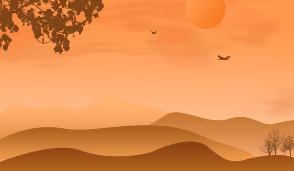 黄昏沙漠插画图片素材免费下载