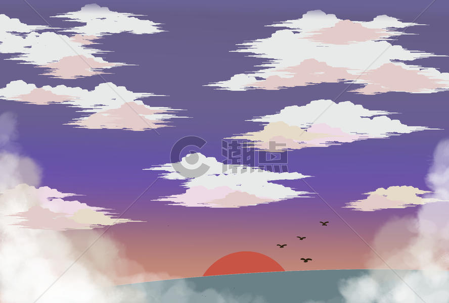 唯美天空夕阳白云图片素材免费下载
