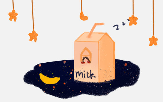 牛奶晚安插画图片素材免费下载