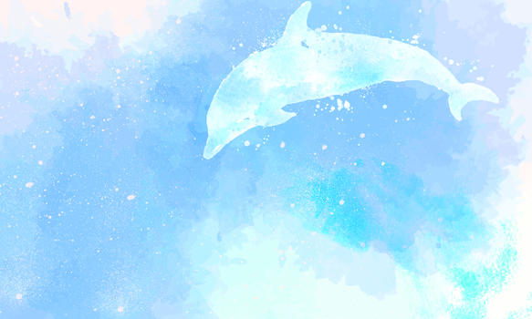 水彩海豚清新背景图片素材免费下载