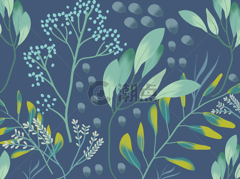 手绘水彩树叶装饰背景图片素材免费下载