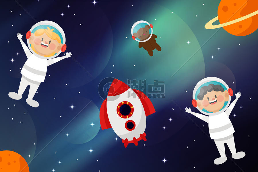 宇航员在宇宙背景矢量插画图片素材免费下载