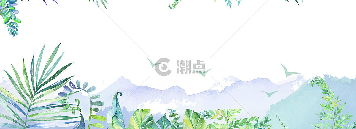 水彩植物背景banner图片素材免费下载