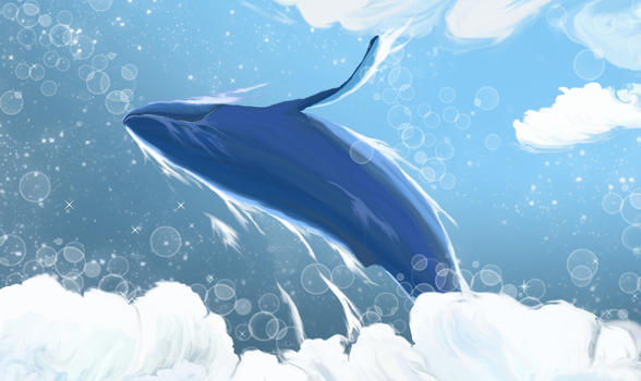 云端的鲸鱼图片素材免费下载
