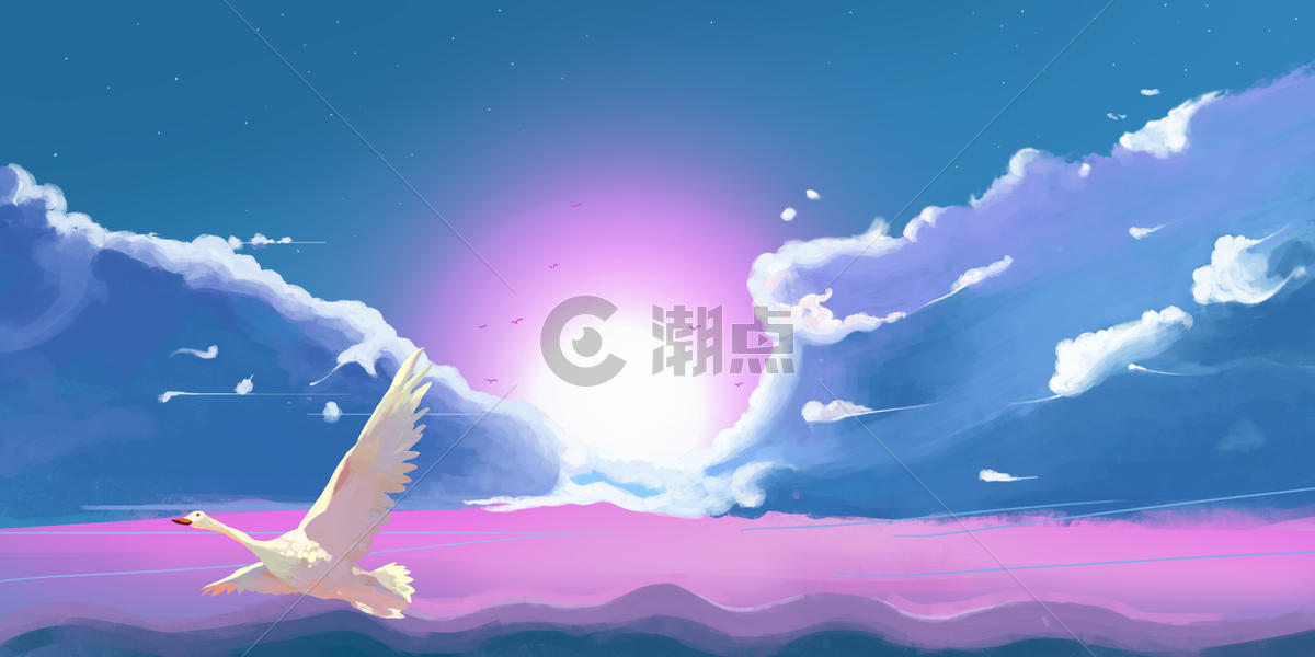 日系云海场景插画图片素材免费下载
