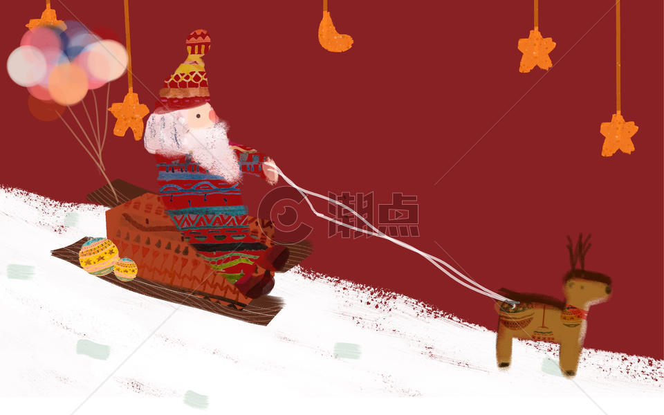 圣诞老人麋鹿插画图片素材免费下载