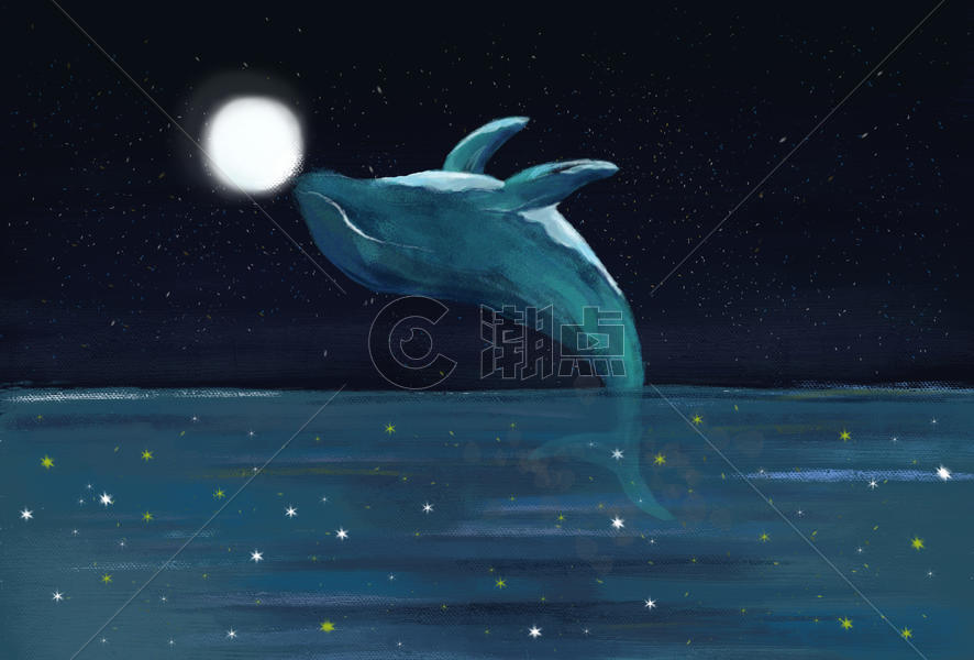 星空下的海豚图片素材免费下载