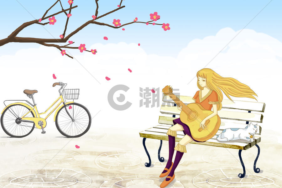 弹吉他的女孩图片素材免费下载