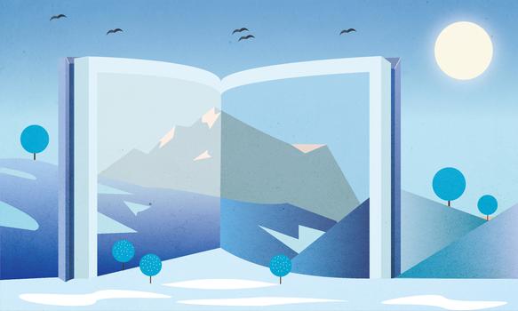 书本中的冬日风景图片素材免费下载