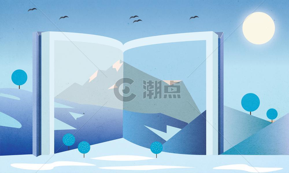 书本中的冬日风景图片素材免费下载