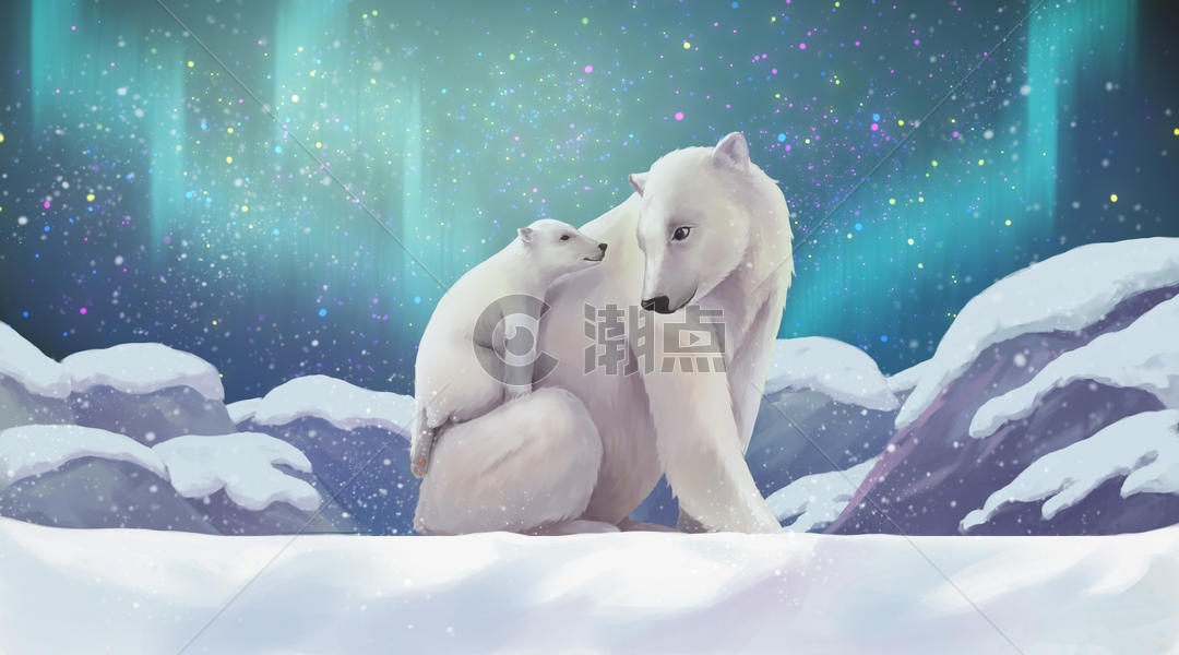 北极熊母子图片素材免费下载