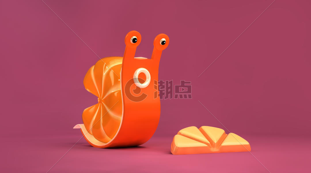 创意橘子蜗牛C4D场景图片素材免费下载