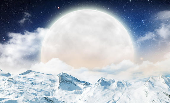 星空雪山图片素材免费下载