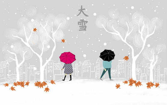 大雪节气插画图片素材免费下载