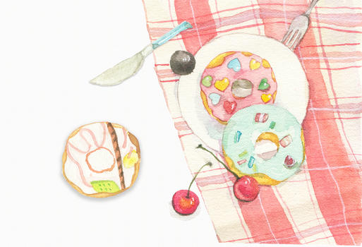 水彩美食甜甜圈图片素材免费下载