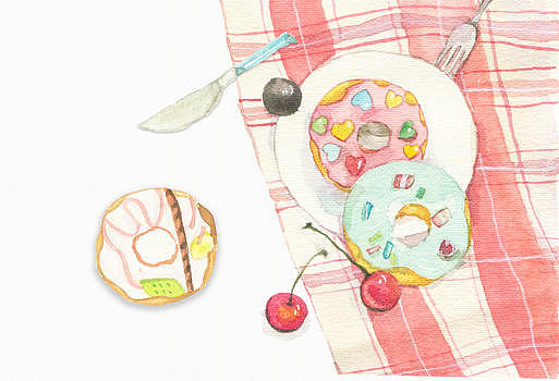 水彩美食甜甜圈图片素材免费下载