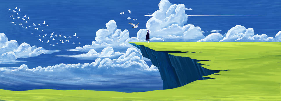 悬崖上的梦插画图片素材免费下载