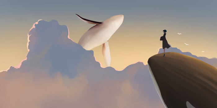 云端上的鲸鱼图片素材免费下载