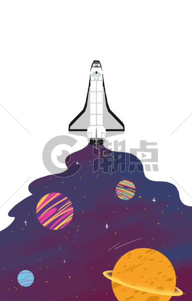 太空手绘插画背景图片素材免费下载