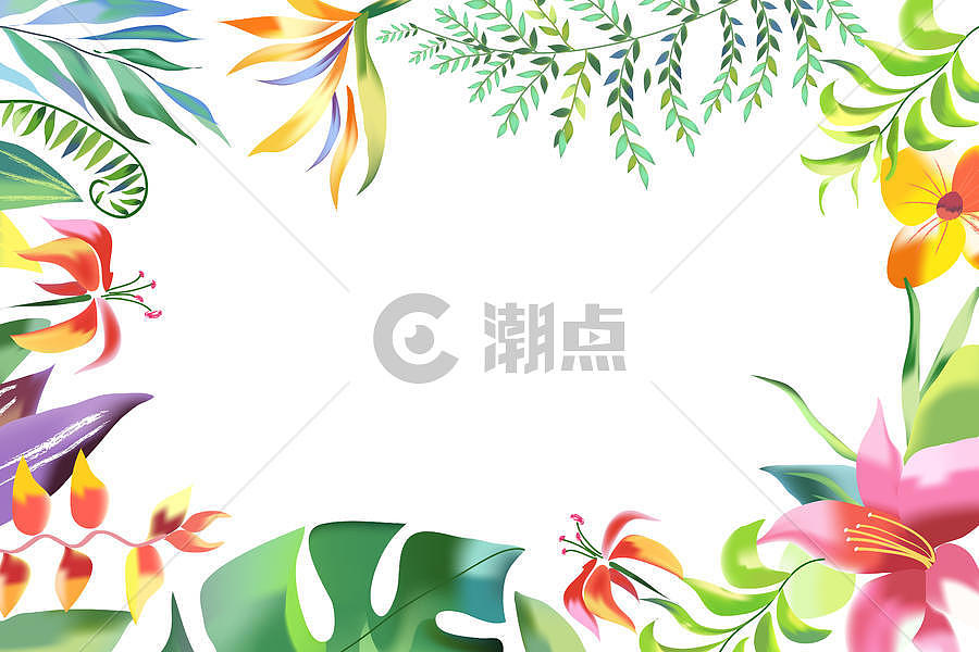 手绘水彩植物装饰背景图片素材免费下载