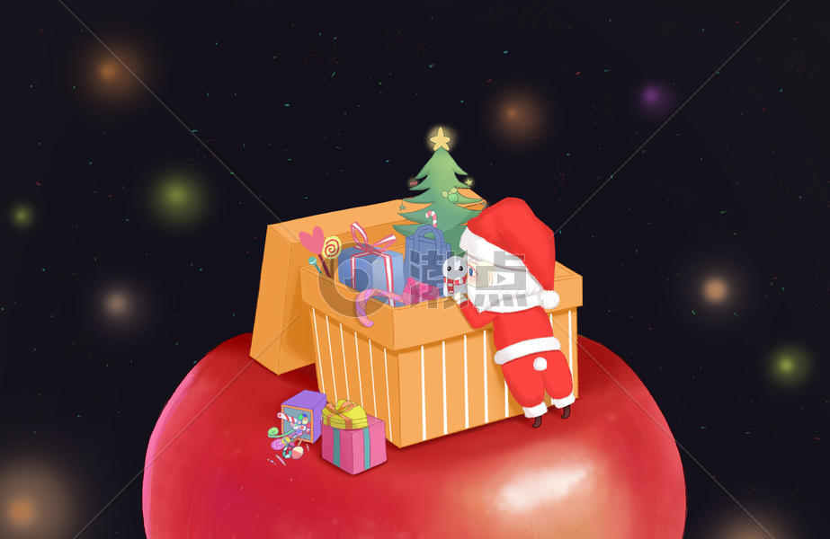 圣诞老人的礼盒图片素材免费下载