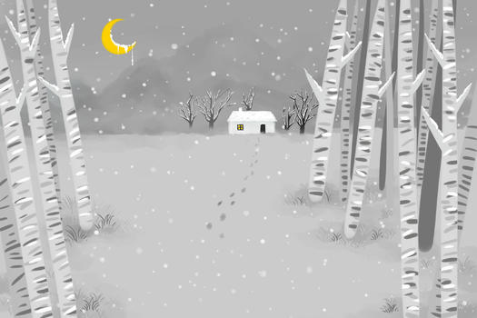 冬季夜晚雪景图片素材免费下载