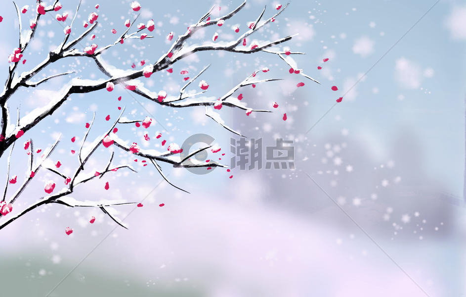 冬天枯树枝插画图片素材免费下载