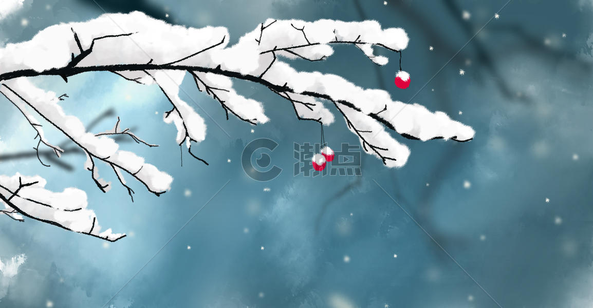 大雪树枝图片素材免费下载