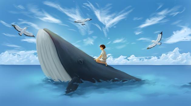 少年与鲸鱼图片素材免费下载