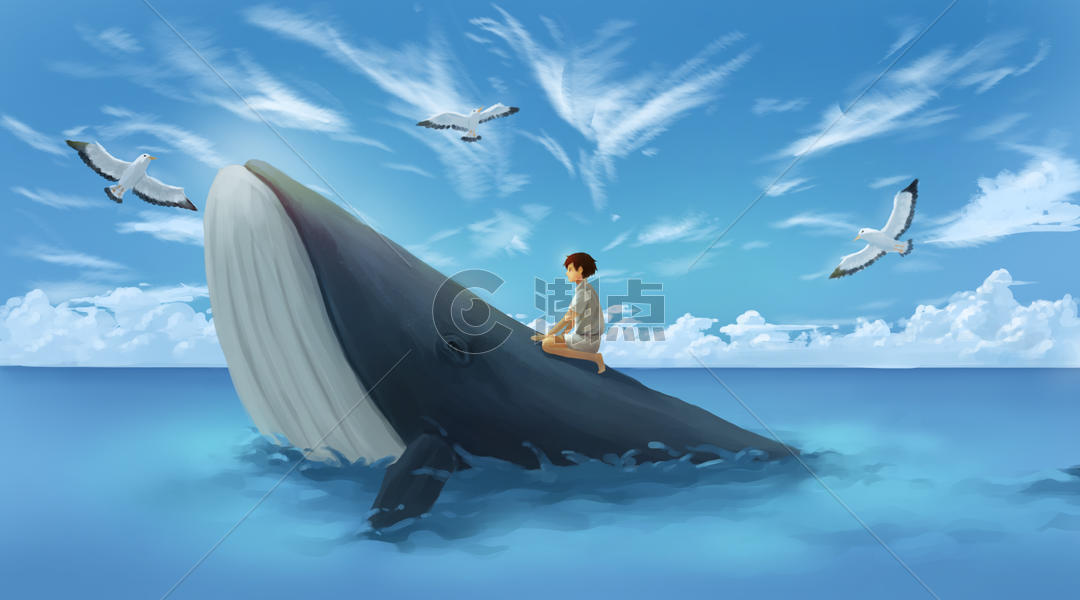 少年与鲸鱼图片素材免费下载