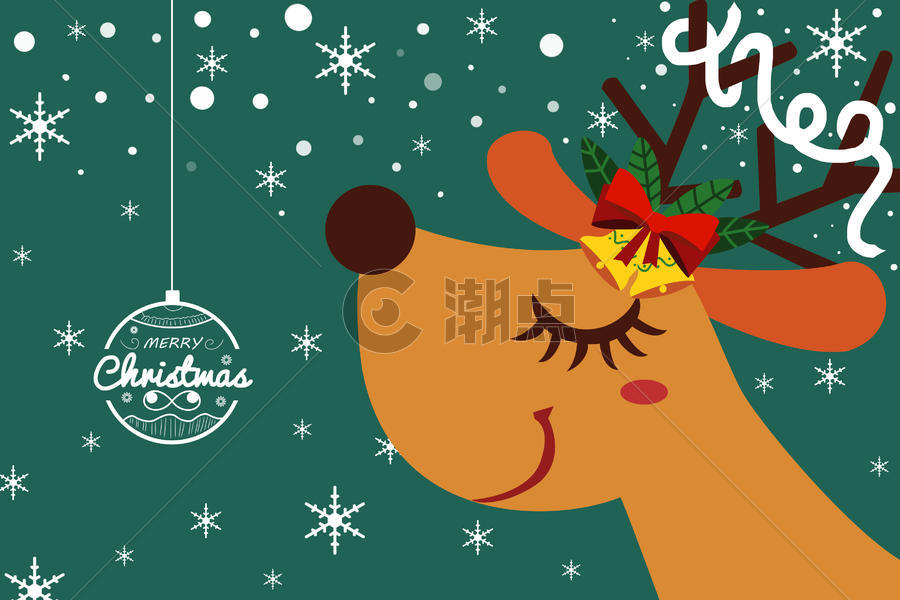 圣诞节麋鹿手绘矢量插画图片素材免费下载