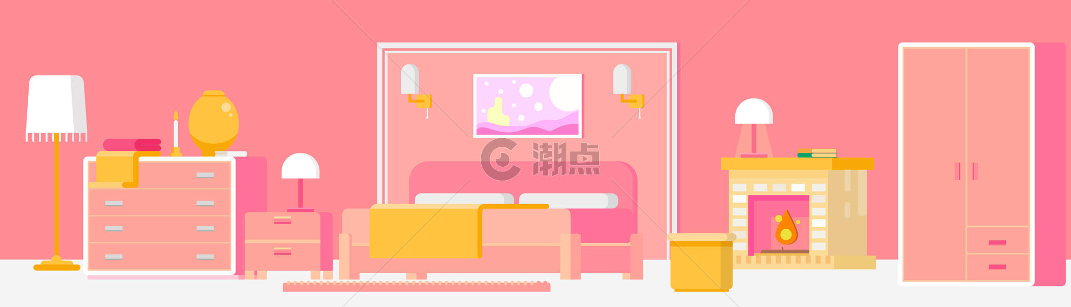 粉色温暖卧室图片素材免费下载