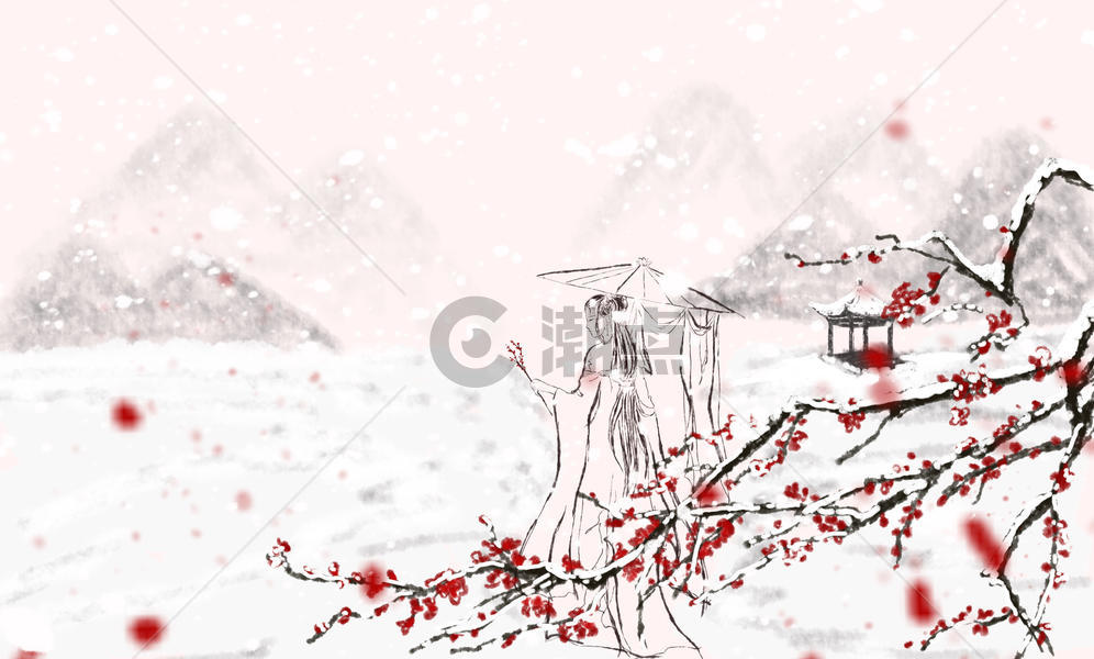 大寒节气中国风插画图片素材免费下载