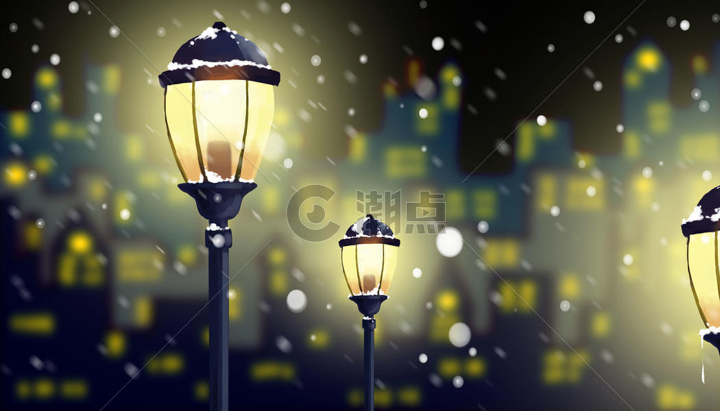 冬季城市夜景图片素材免费下载
