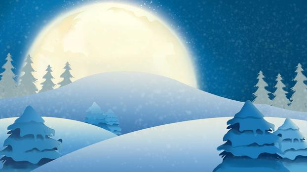 雪夜背景插画图片素材免费下载