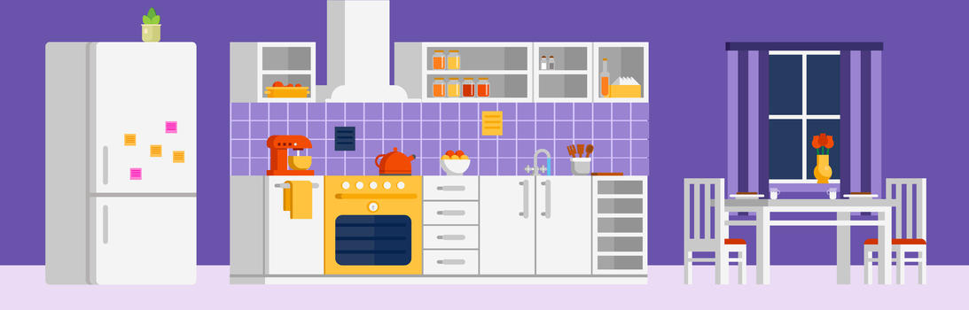 扁平化厨房家具图片素材免费下载