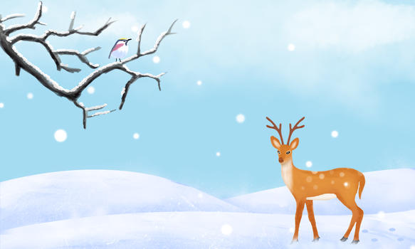 清新手绘雪天背景图片素材免费下载