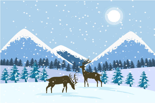 冬日雪景插画图片素材免费下载