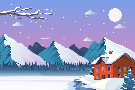 冬日雪景插画图片素材免费下载